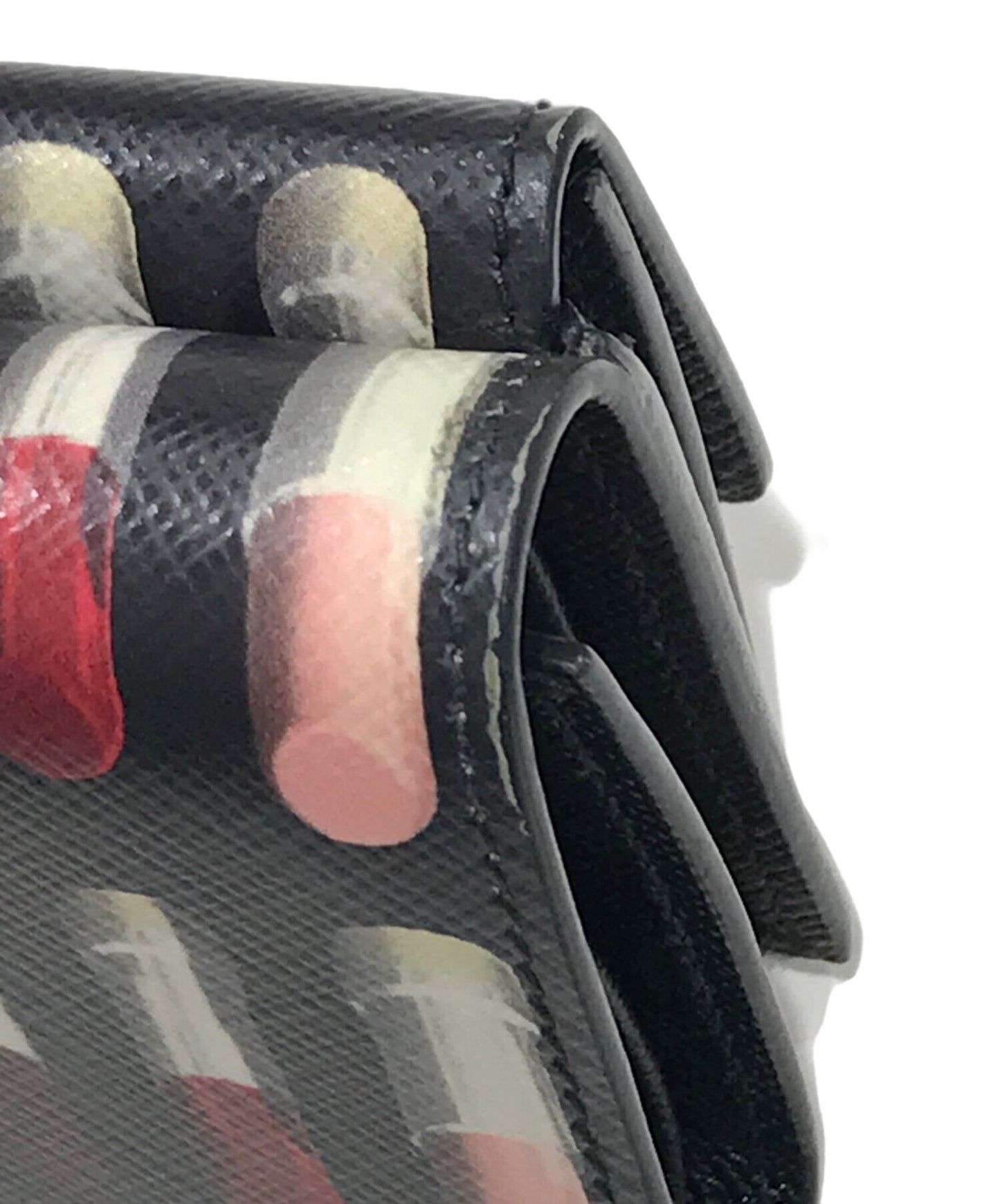 [Pre-owned] PRADA Lipstick Pattern Trifold Wallet 1MH021