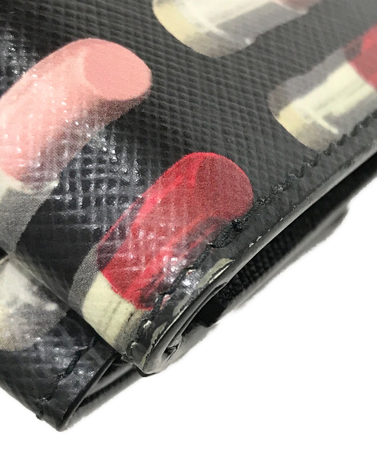 [Pre-owned] PRADA Lipstick Pattern Trifold Wallet 1MH021