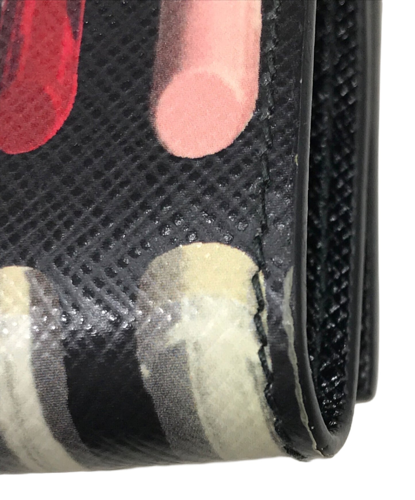 [Pre-owned] PRADA Lipstick Pattern Trifold Wallet 1MH021