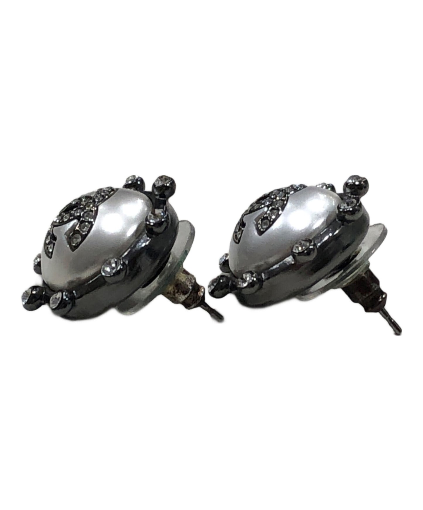 [Pre-owned] CHANEL Coco Mark and Rhinestone Earrings A21A