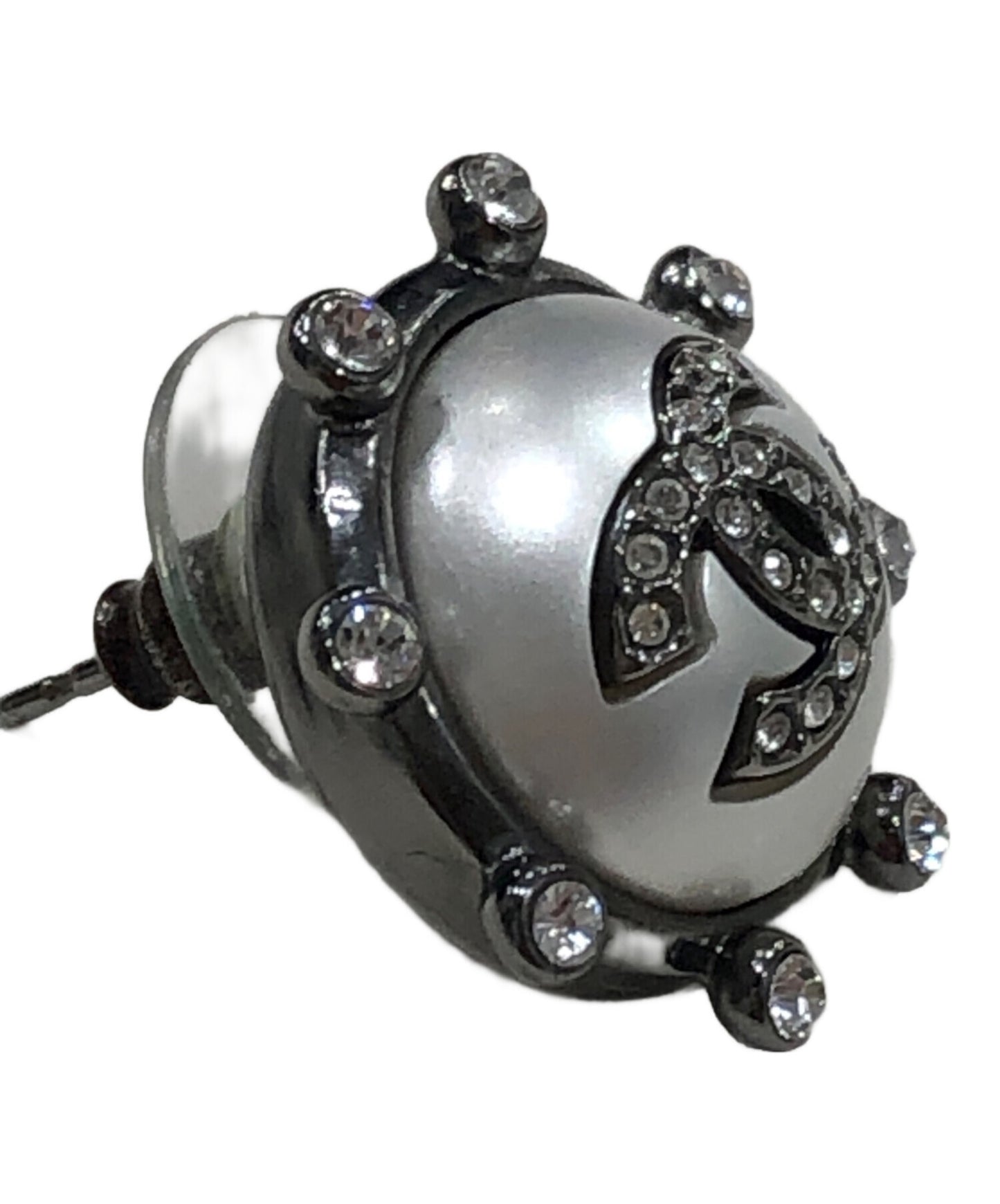 [Pre-owned] CHANEL Coco Mark and Rhinestone Earrings A21A