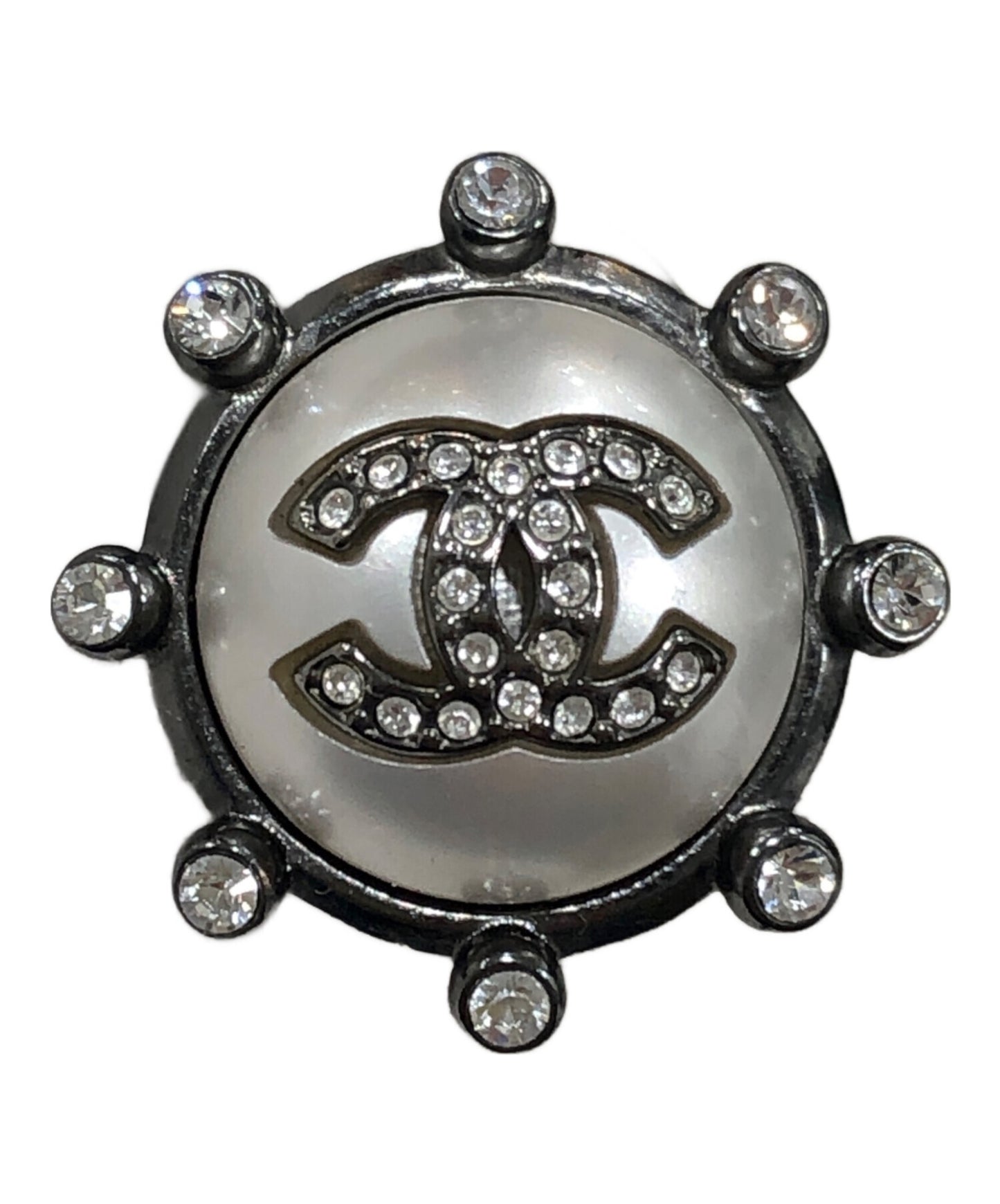 [Pre-owned] CHANEL Coco Mark and Rhinestone Earrings A21A