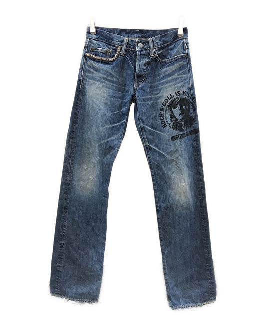 [Pre-owned] Hysteric Glamour Printed studded denim pants 4AP-2581