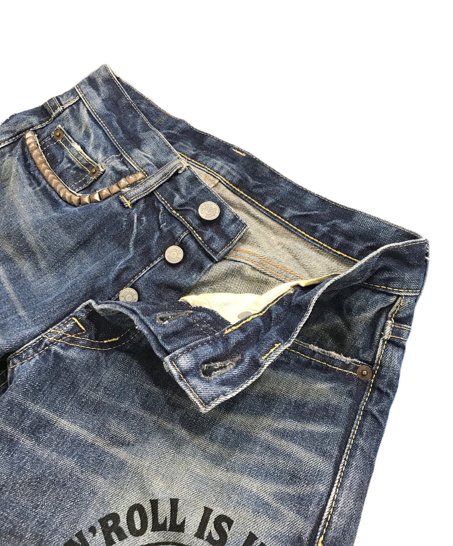 [Pre-owned] Hysteric Glamour Printed studded denim pants 4AP-2581