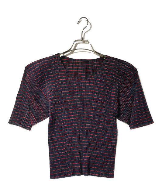 [Pre-owned] PLEATS PLEASE Pleated Striped Cut and Sewn PP96-JK082