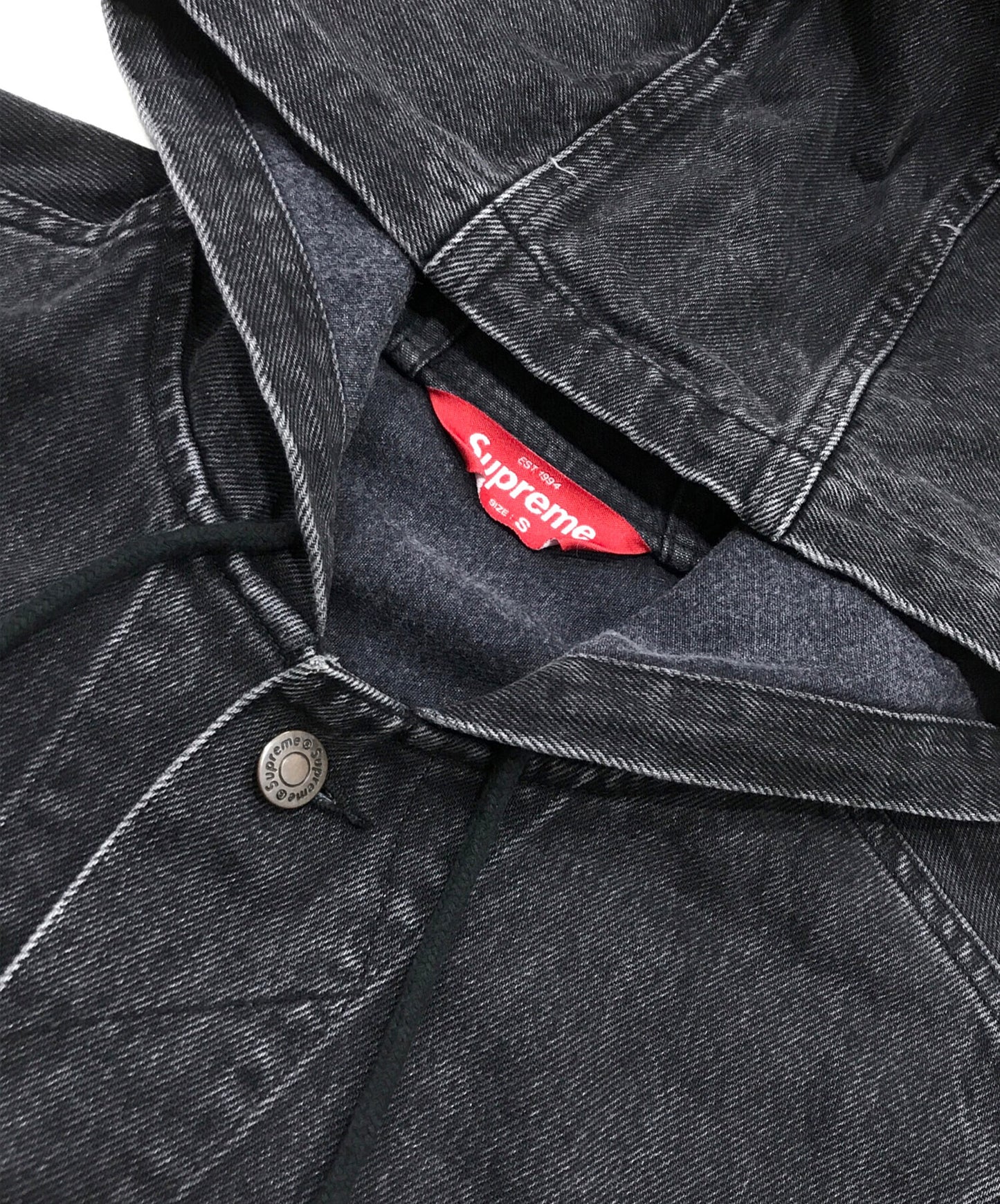 [Pre-owned] SUPREME Hoodie Black Denim Jacket