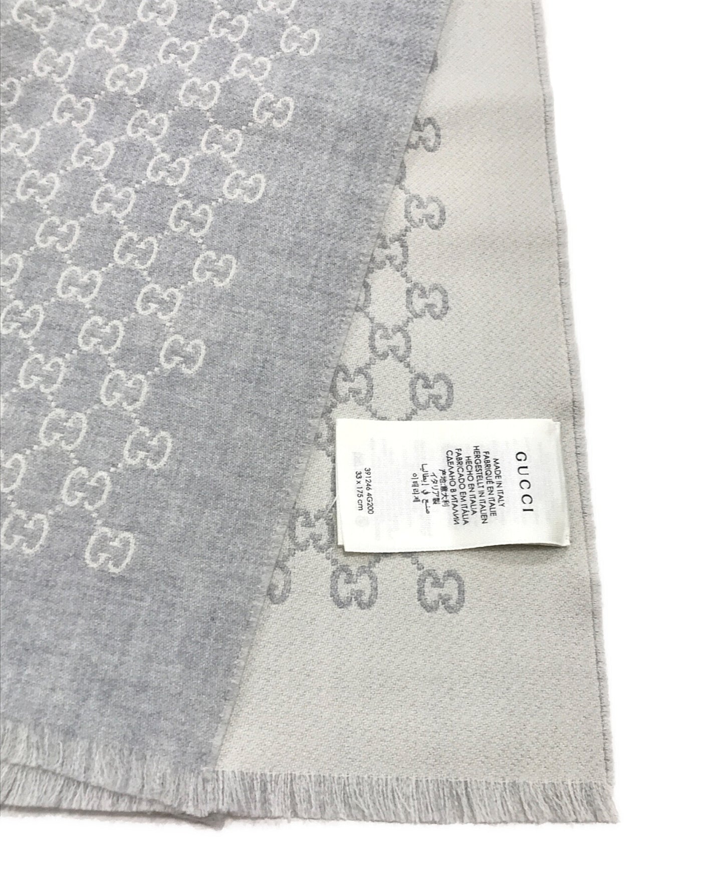 [Pre-owned] GUCCI GG Jacquard Wool Scarf 391246