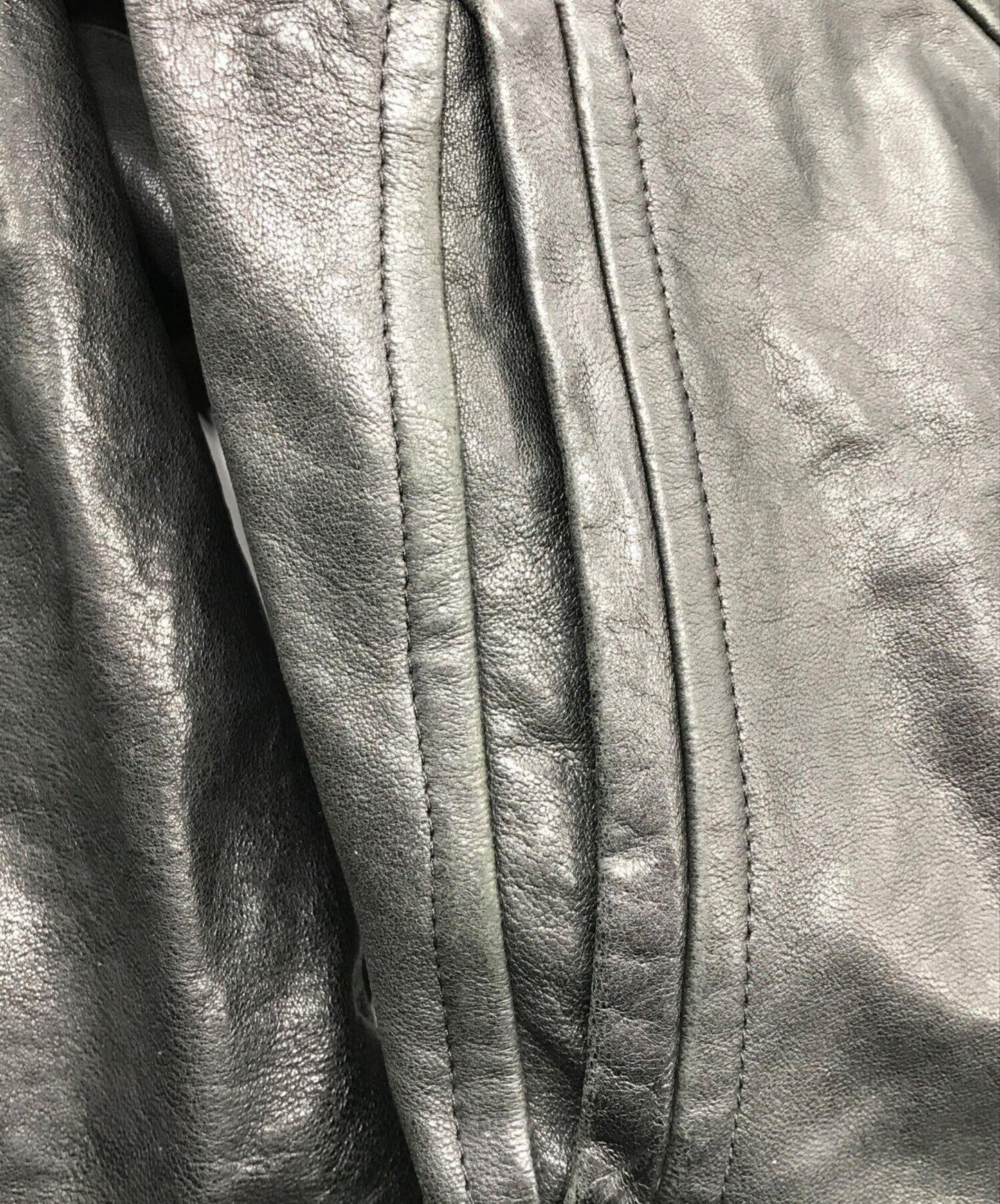 [Pre-owned] RICK OWENS Intarsia High Neck Leather Jacket RU2761