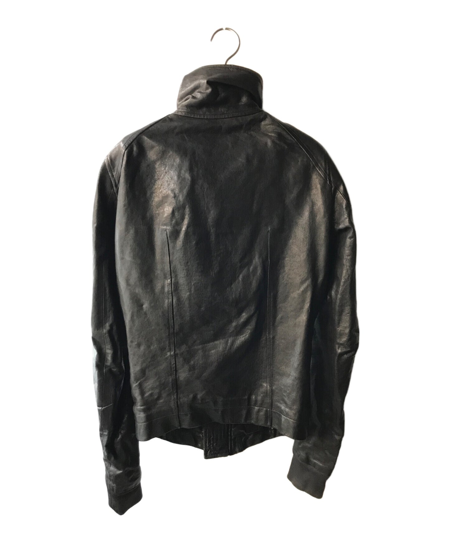 [Pre-owned] RICK OWENS Intarsia High Neck Leather Jacket RU2761