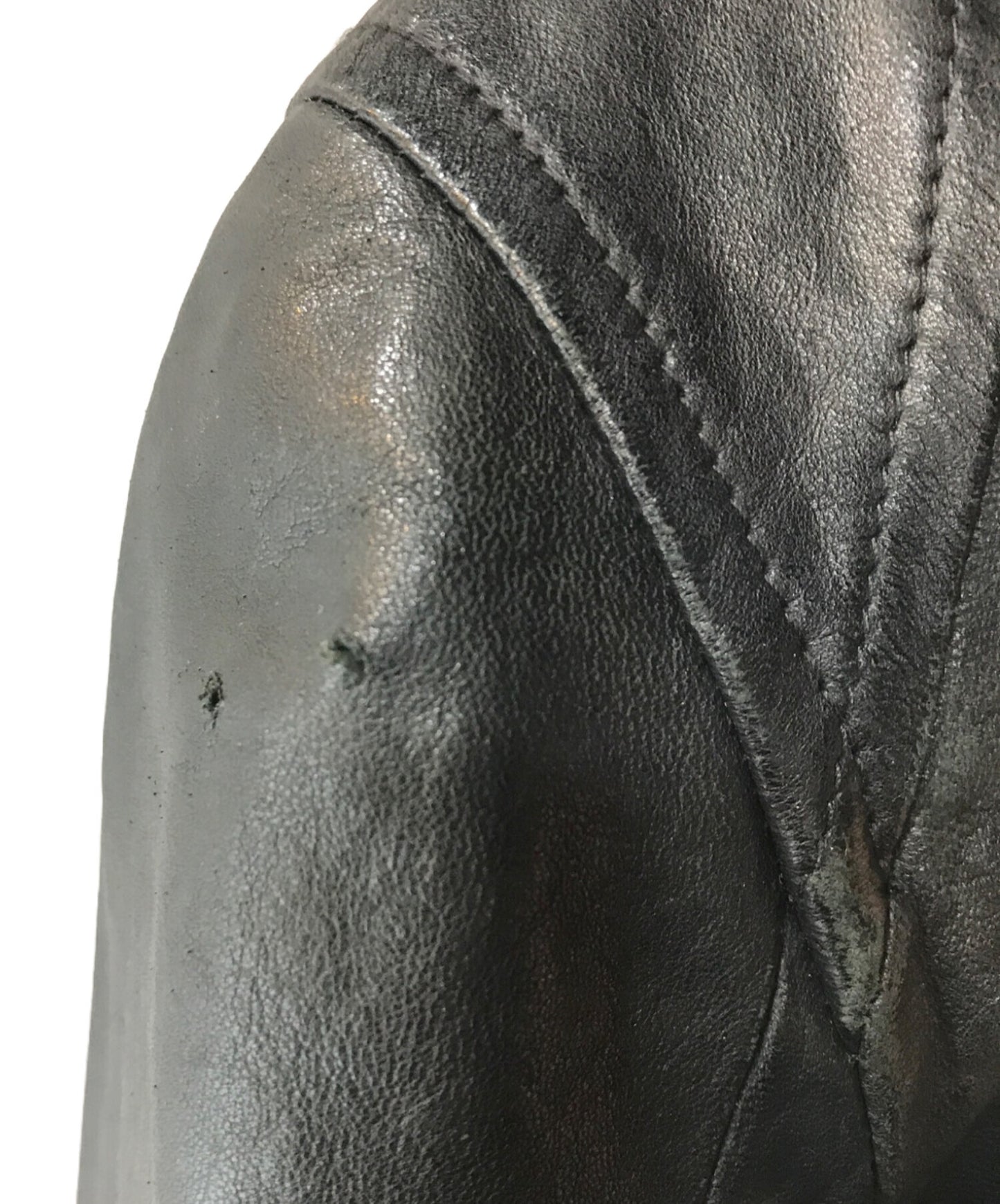 [Pre-owned] RICK OWENS Intarsia High Neck Leather Jacket RU2761