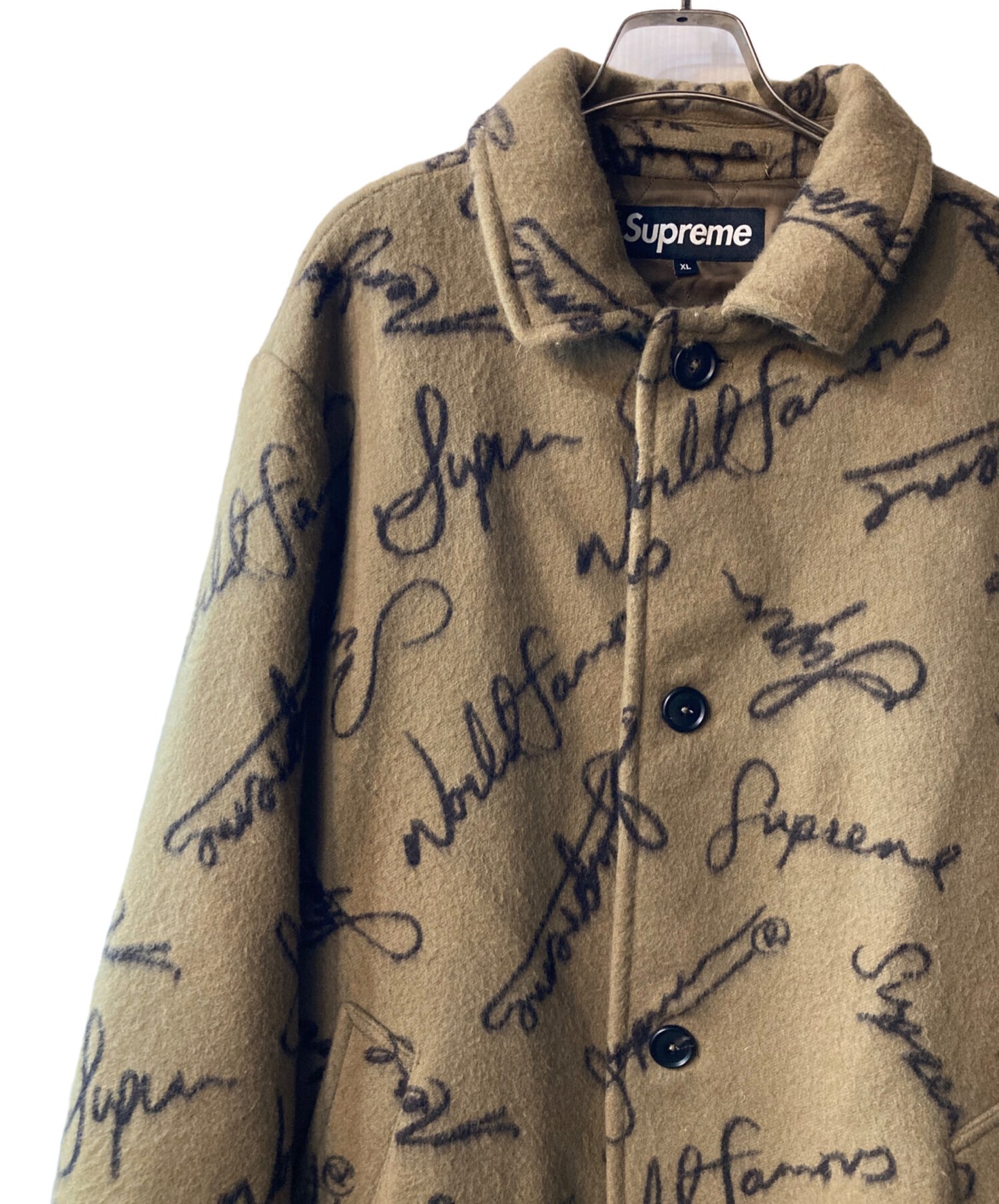 [Pre-owned] SUPREME Script Logos Wool Over Coat