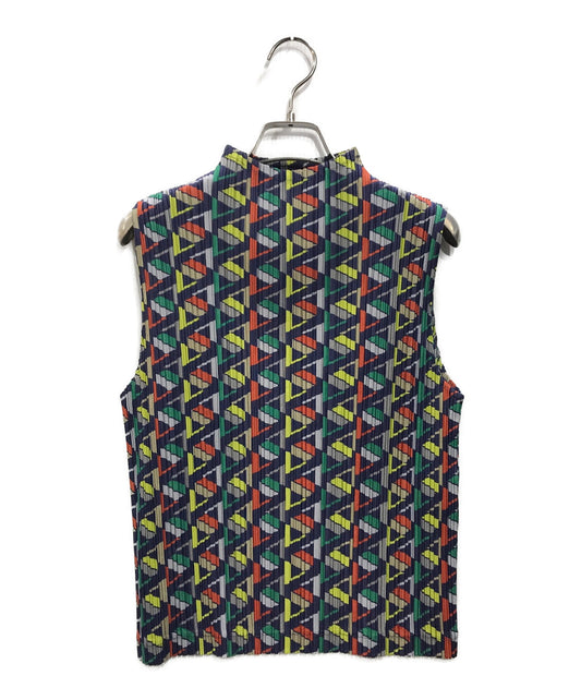 [Pre-owned] PLEATS PLEASE Pleated sleeveless blouse with all-over pattern PP73-JK721