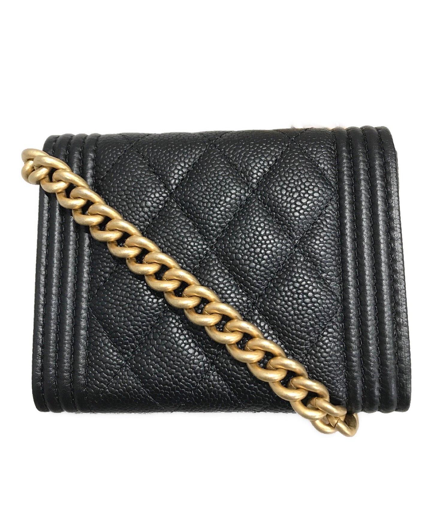[Pre-owned] CHANEL Boy Chanel caviar skin shoulder wallet AP2206