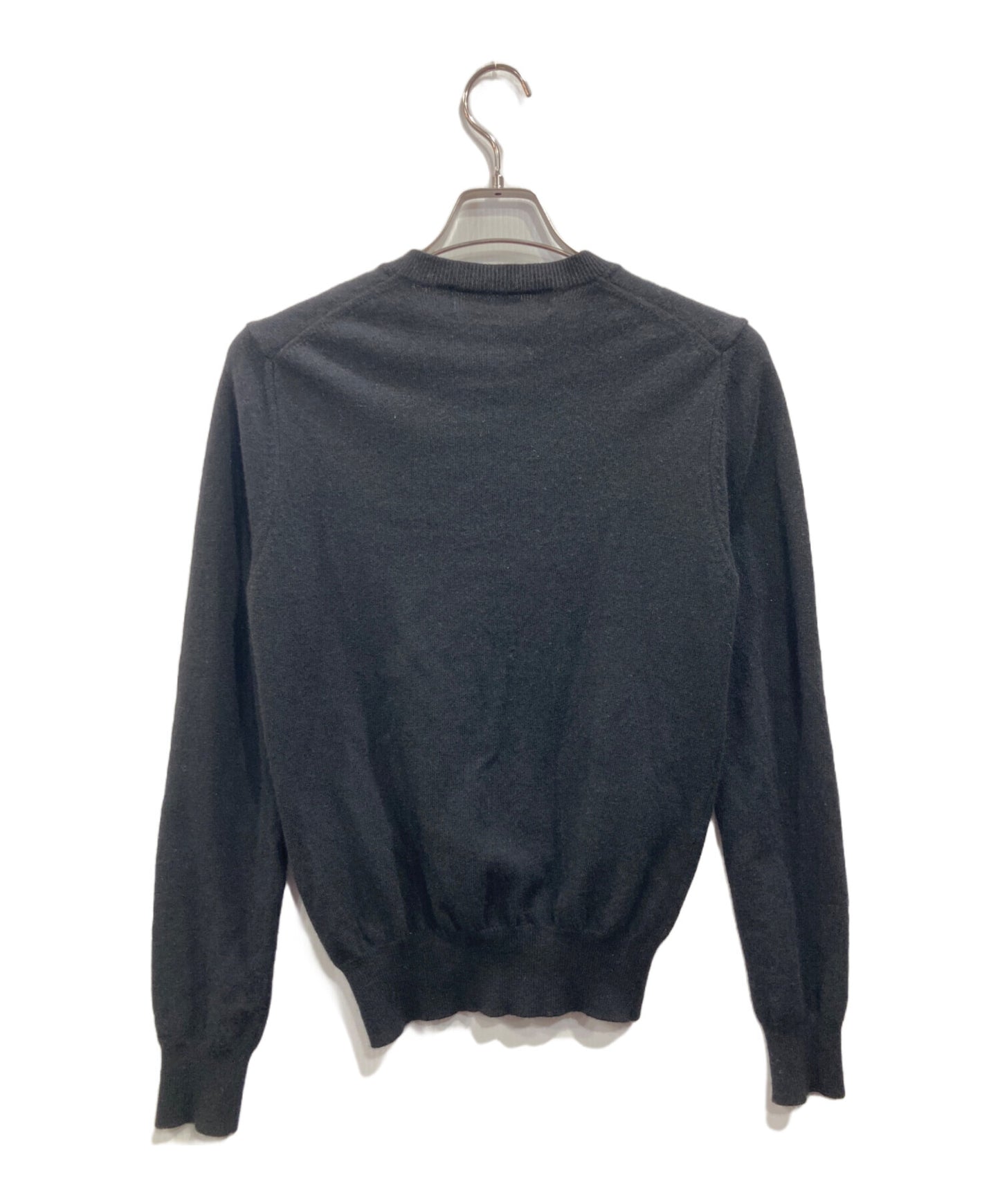 [Pre-owned] PLAY COMME des GARCONS Round Neck Cardigan with Red Emblem, Black (Round Neck Cardigan with Red Emblem, Black) AX-N007
