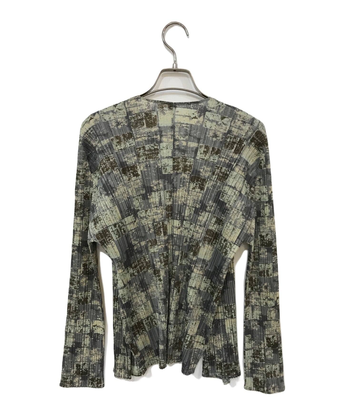 [Pre-owned] PLEATS PLEASE Faded checkered cardigan PP41-JO939