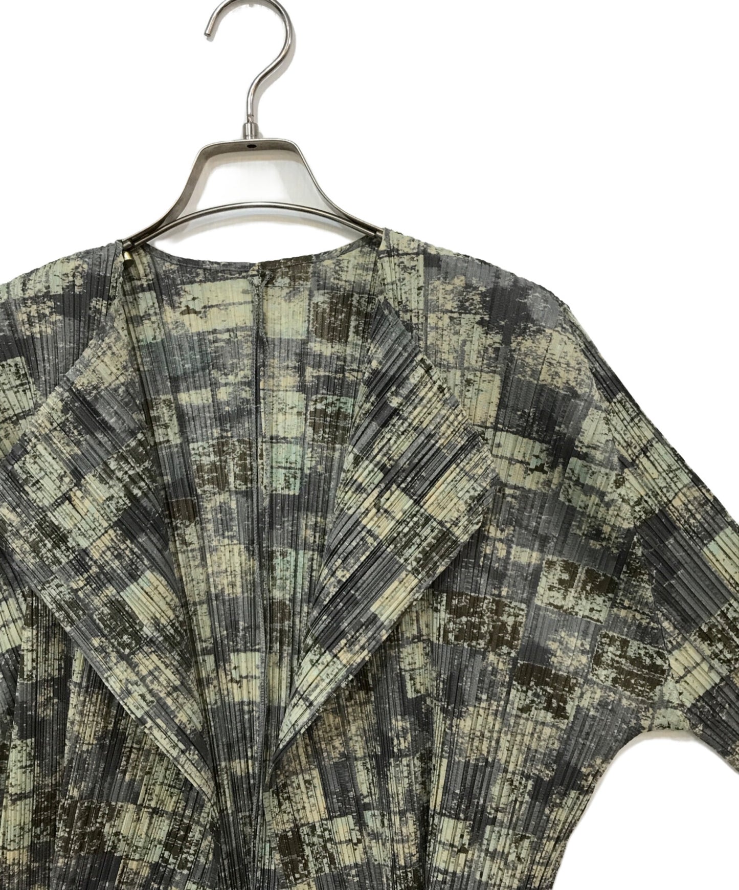 [Pre-owned] PLEATS PLEASE Faded checkered cardigan PP41-JO939