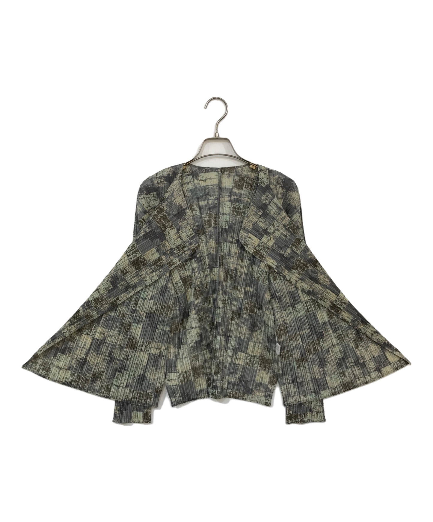 [Pre-owned] PLEATS PLEASE Faded checkered cardigan PP41-JO939