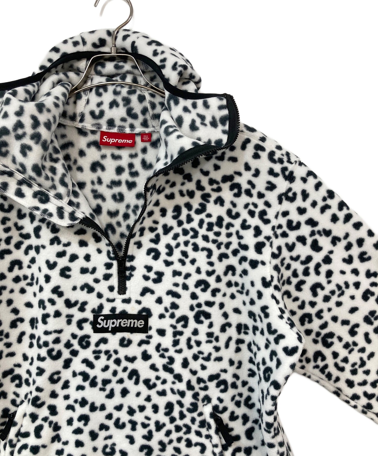 [Pre-owned] SUPREME Polartec Facemask Half Zip Hooded Sweatshirt "Leopard"