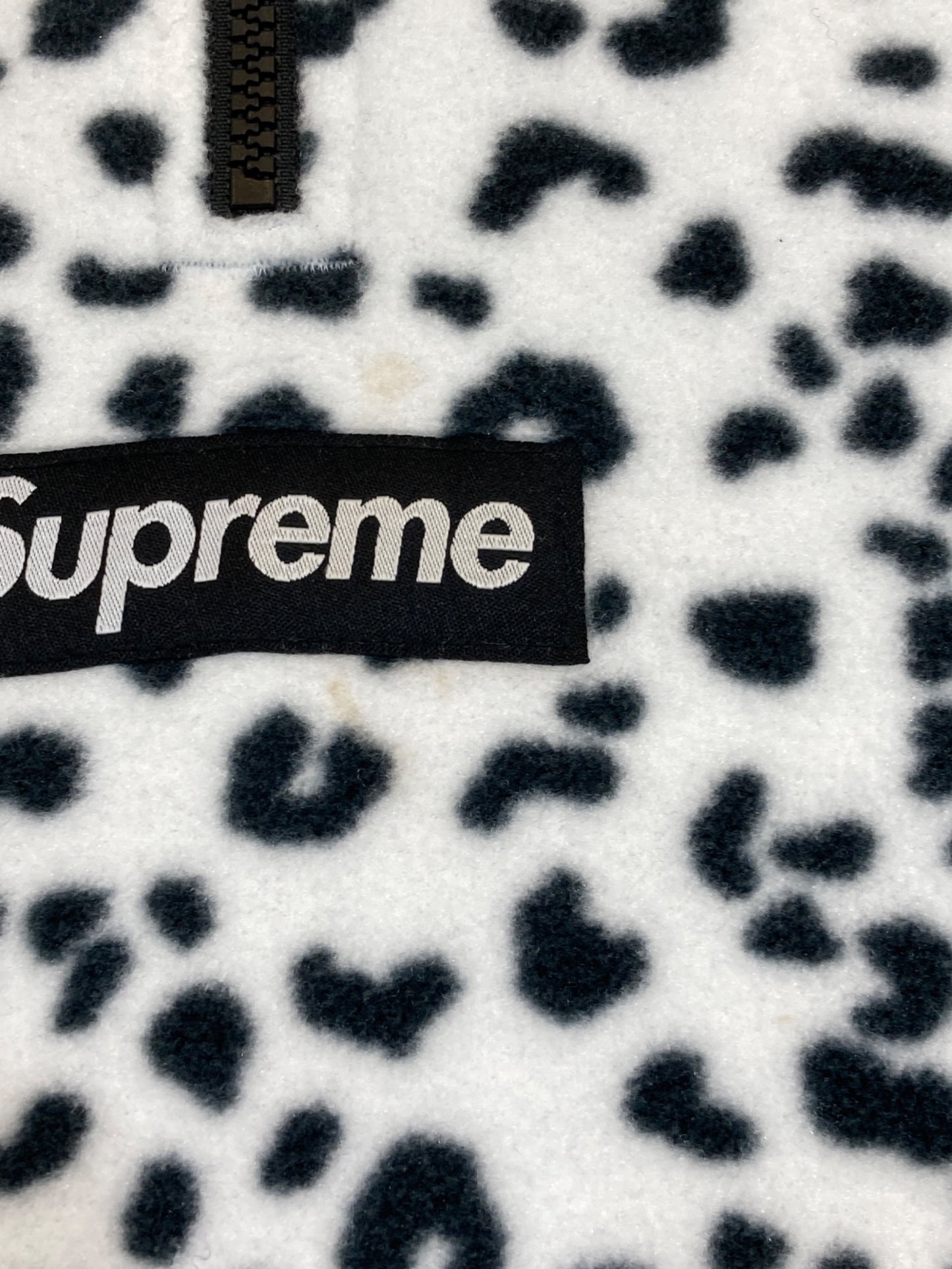 [Pre-owned] SUPREME Polartec Facemask Half Zip Hooded Sweatshirt "Leopard"