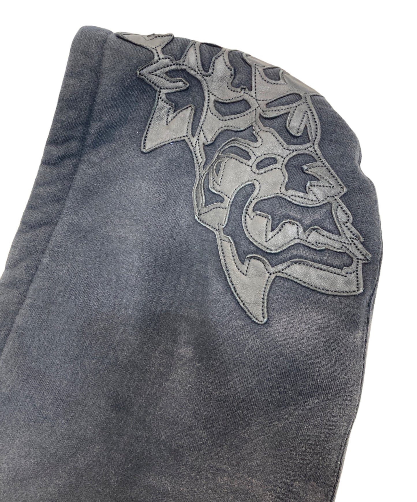 [Pre-owned] SUPREME Leather Applique Zip Up Hooded Sweatshirt