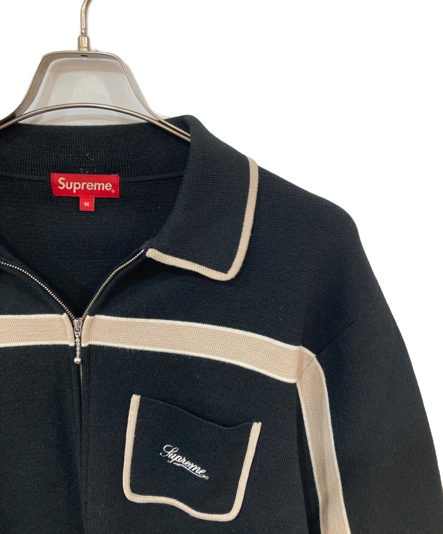 [Pre-owned] SUPREME Chest Stripe Zip Up Cardigan