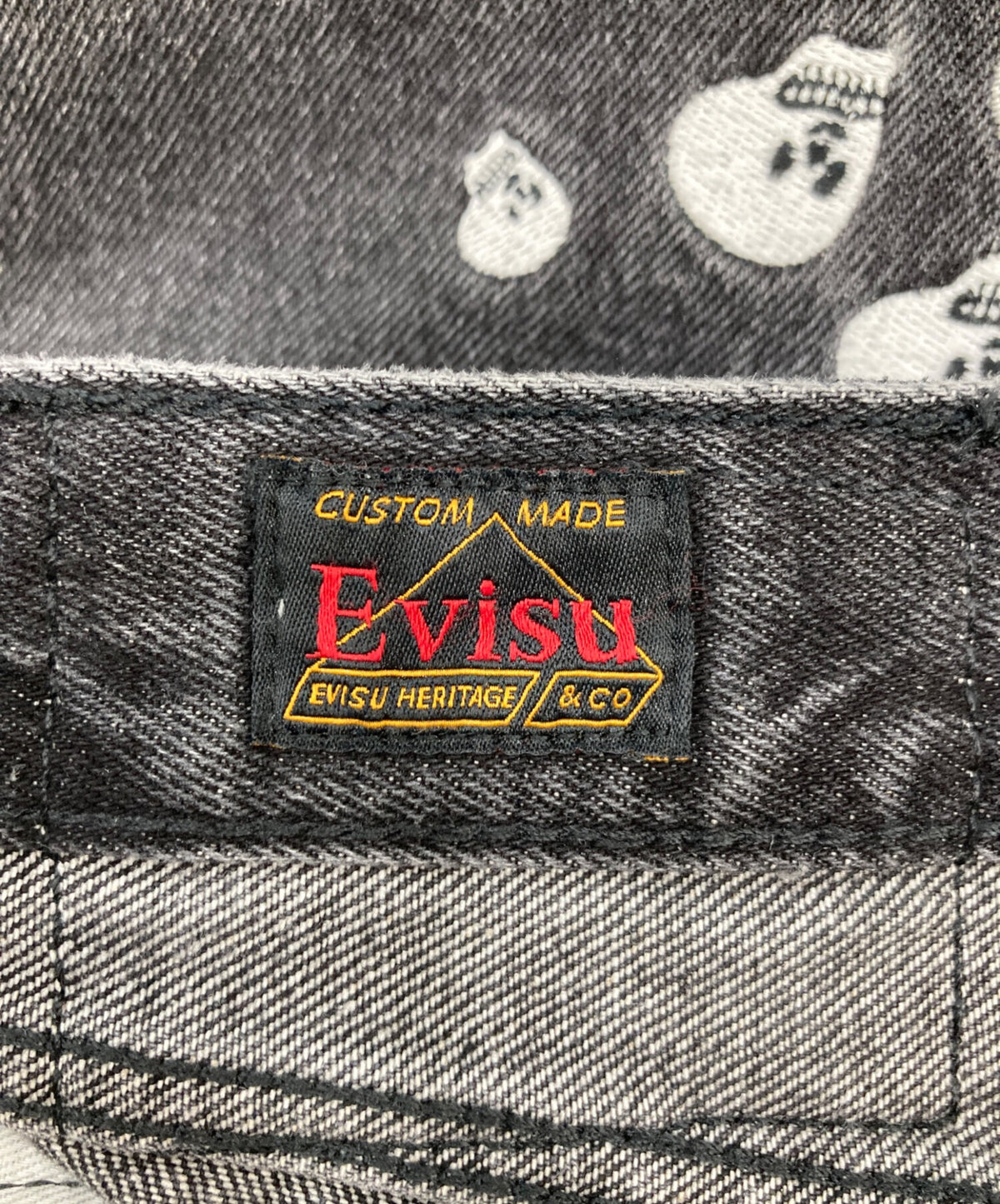 [Pre-owned] EVISU Skull Embroidery Daicock Baggy Jeans 2EAMAM4JE1142BGDN