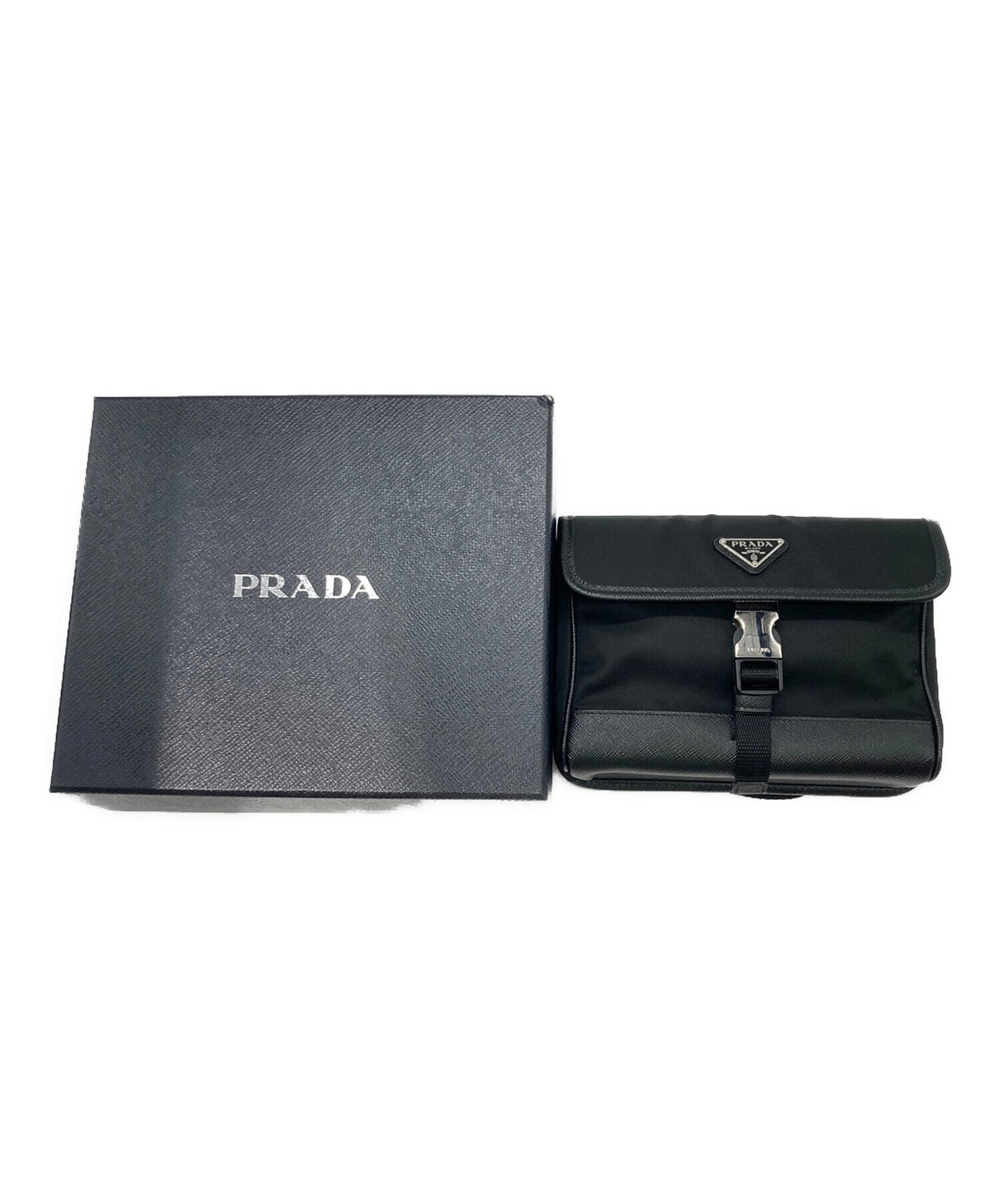 [Pre-owned] PRADA Re-Nylon Saffiano leather smartphone case 2ZH108
