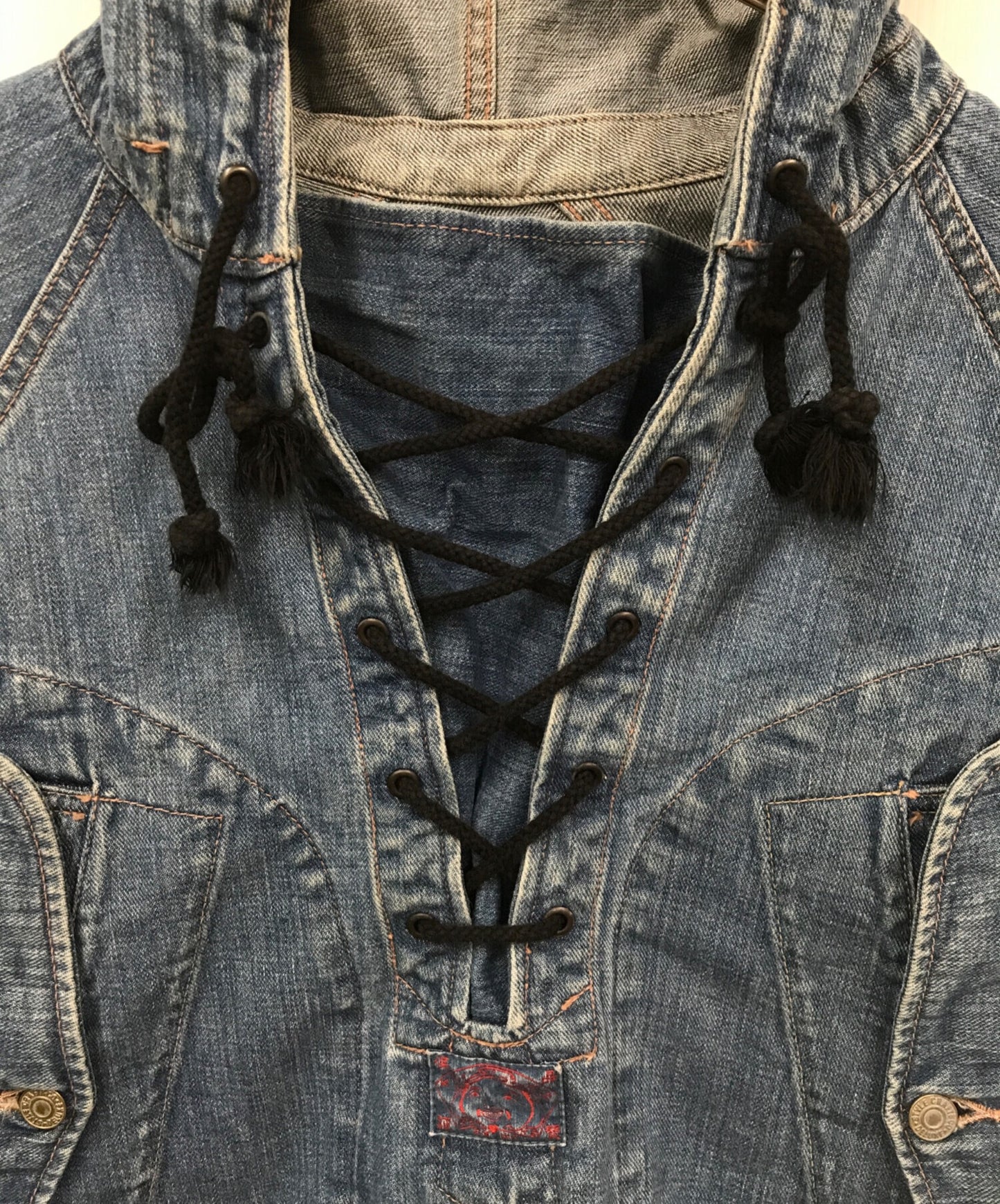 [Pre-owned] EVISU lace up denim parka