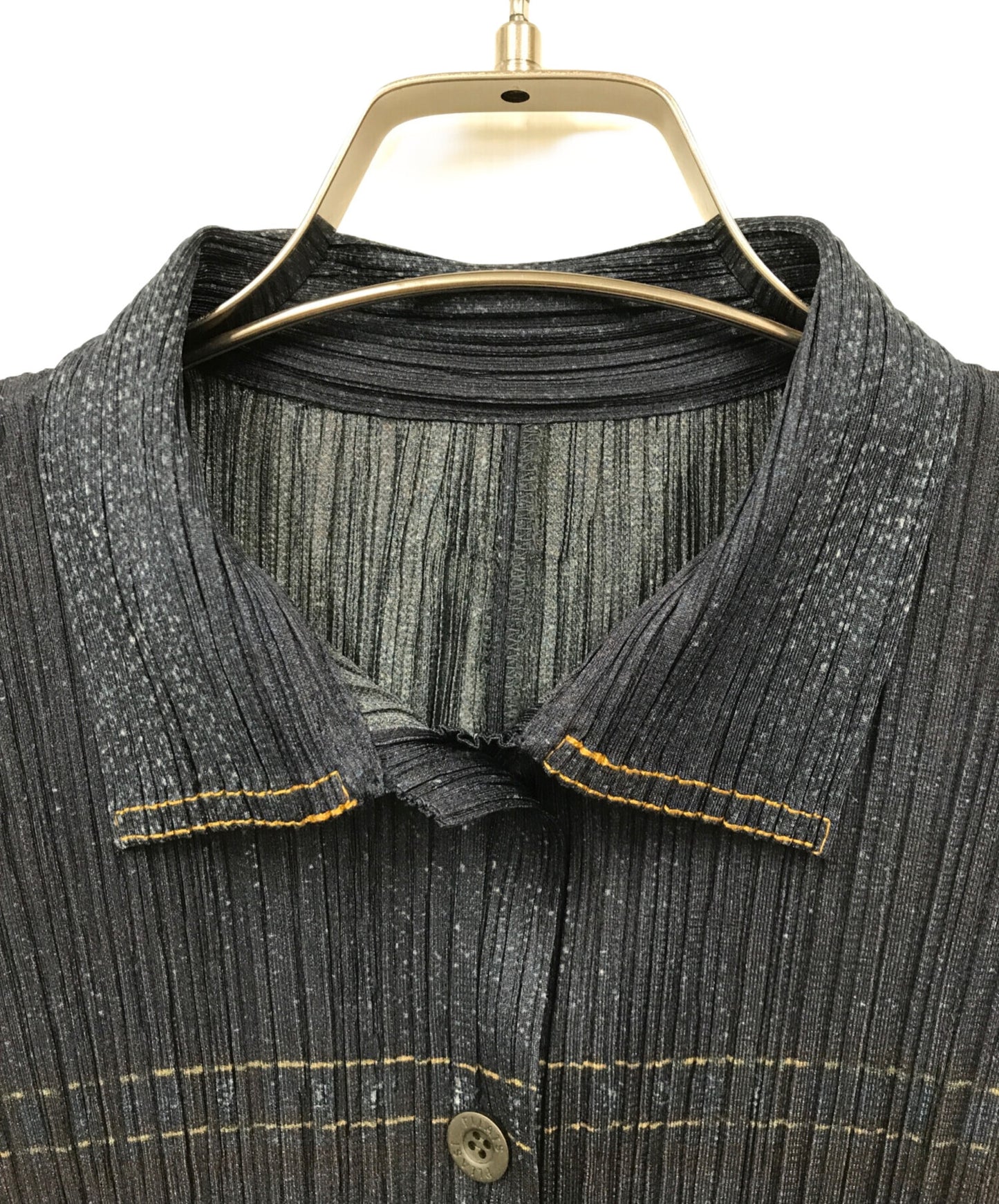 [Pre-owned] PLEATS PLEASE Denim Transfer Pleated Shirt PP31-JJ703