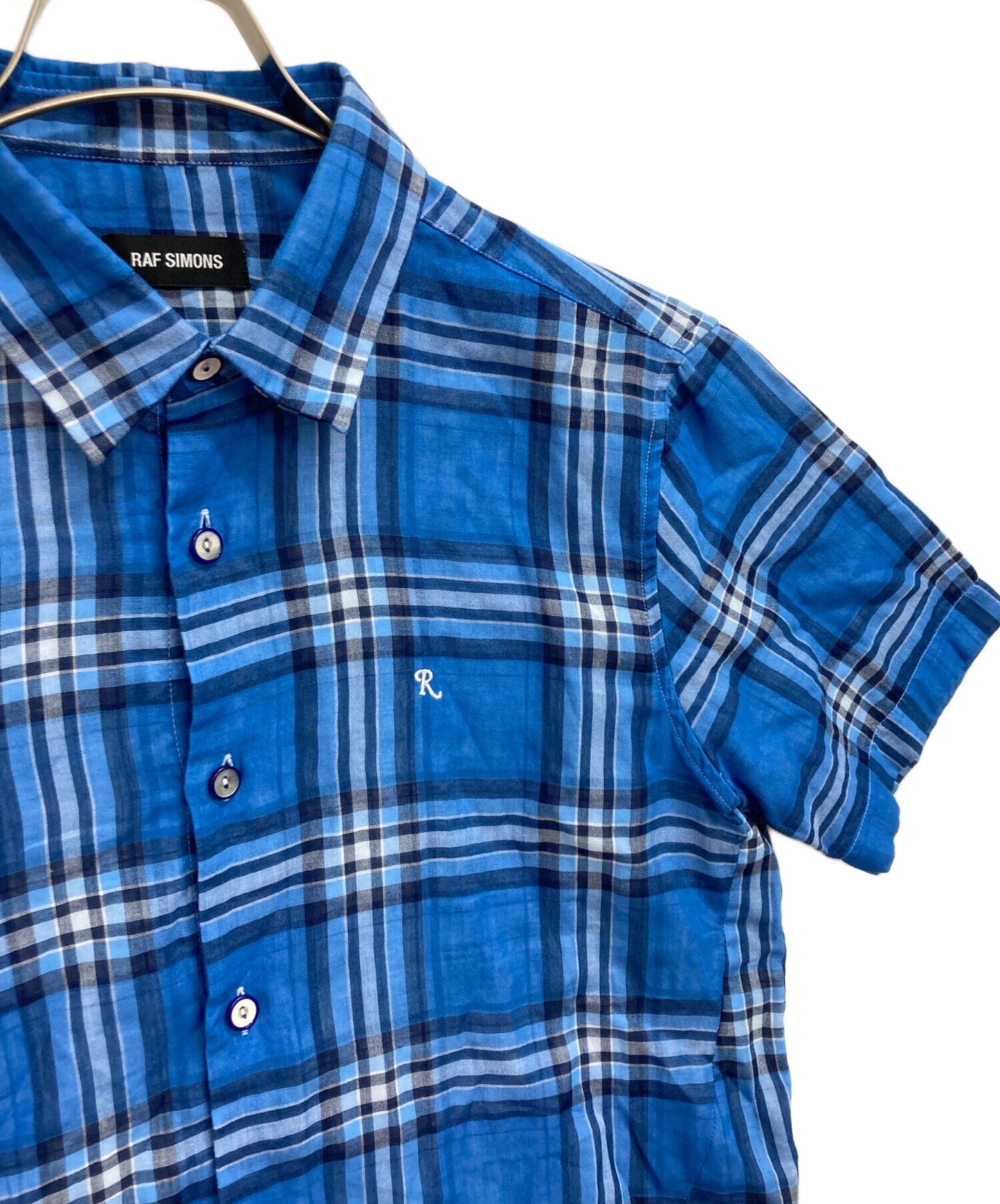 [Pre-owned] RAF SIMONS R embroidered S/S check shirt GKG-1617