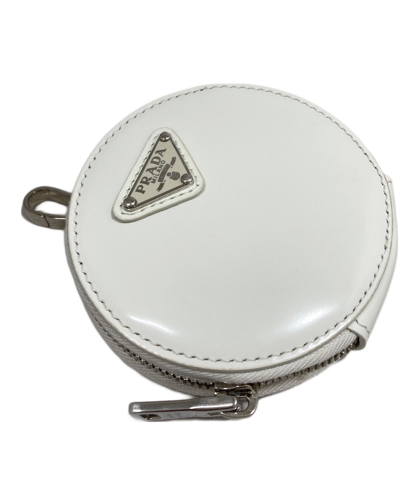 [Pre-owned] PRADA Brushed leather round mini pouch 1TL431