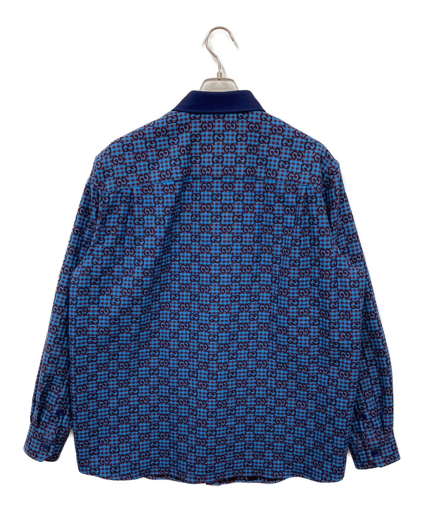 [Pre-owned] GUCCI Gingham Check Cotton-Wool Jacquard Shirt 814715 ZASIZ