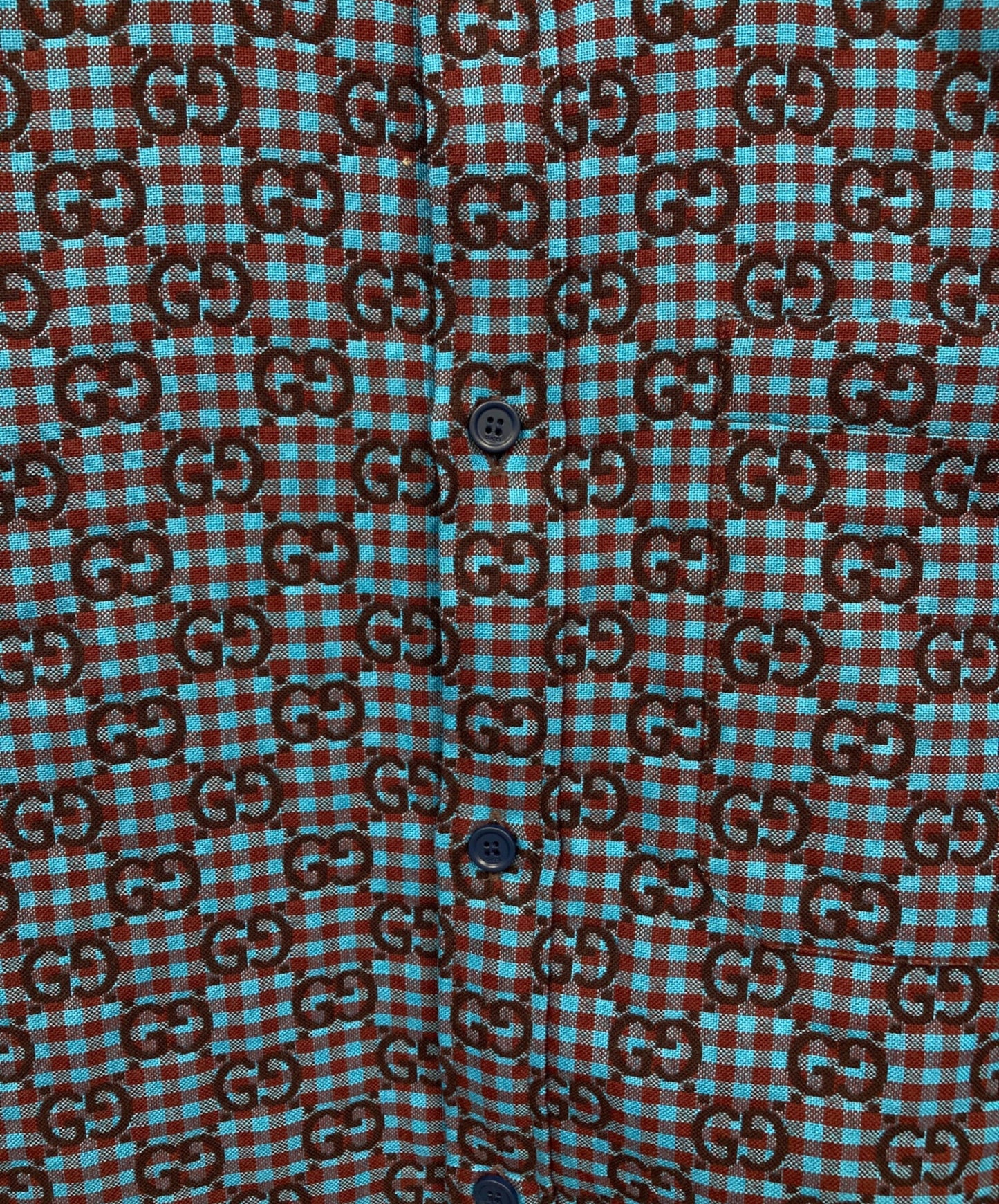 [Pre-owned] GUCCI Gingham Check Cotton-Wool Jacquard Shirt 814715 ZASIZ