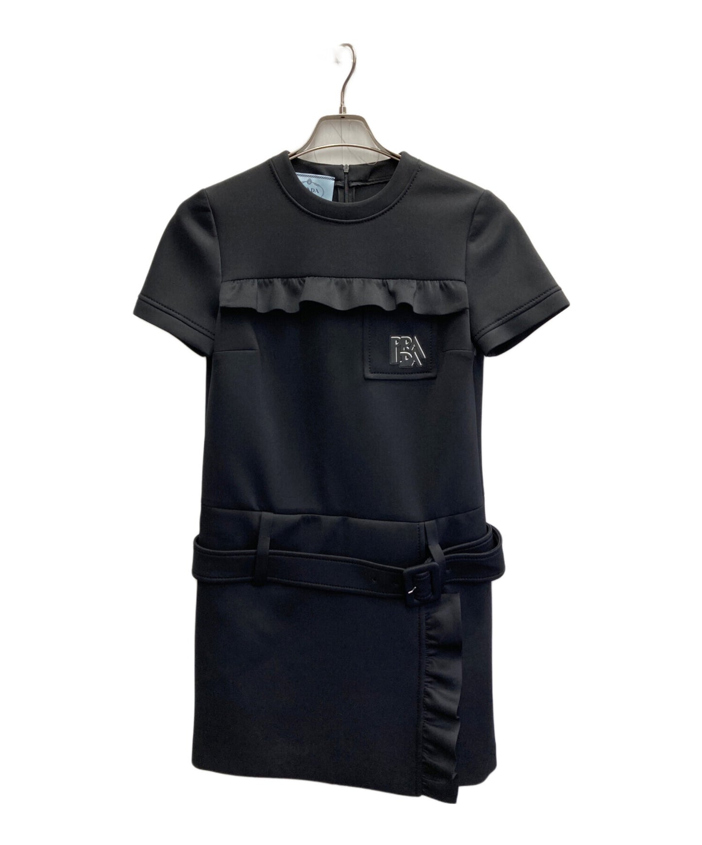 [Pre-owned] PRADA Rubber Logo Bonding Ruffle Dress P37Q6I S191