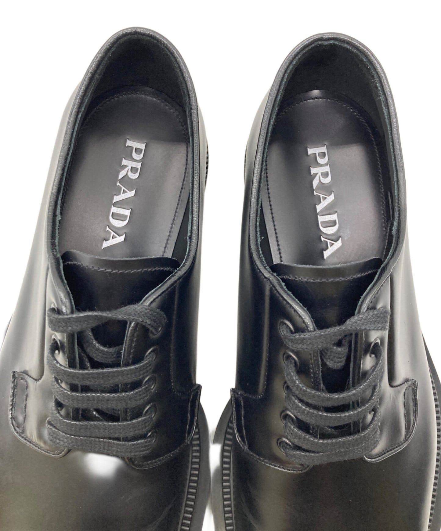 [Pre-owned] PRADA Brushed Leather Low Cut Derby Shoes 2EE404