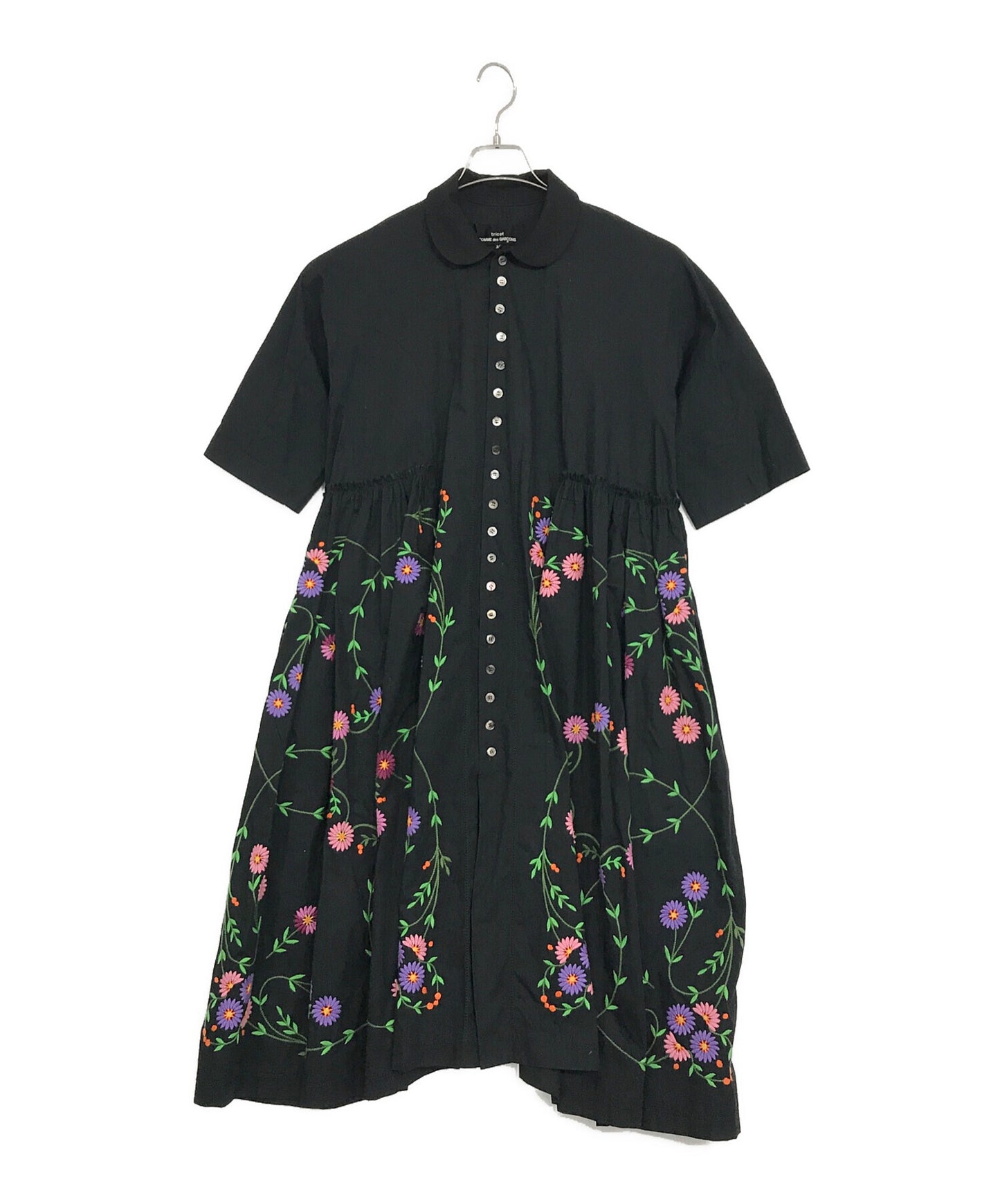 [Pre-owned] tricot COMME des GARCONS Round collar shirt dress with floral embroidery TR-O007