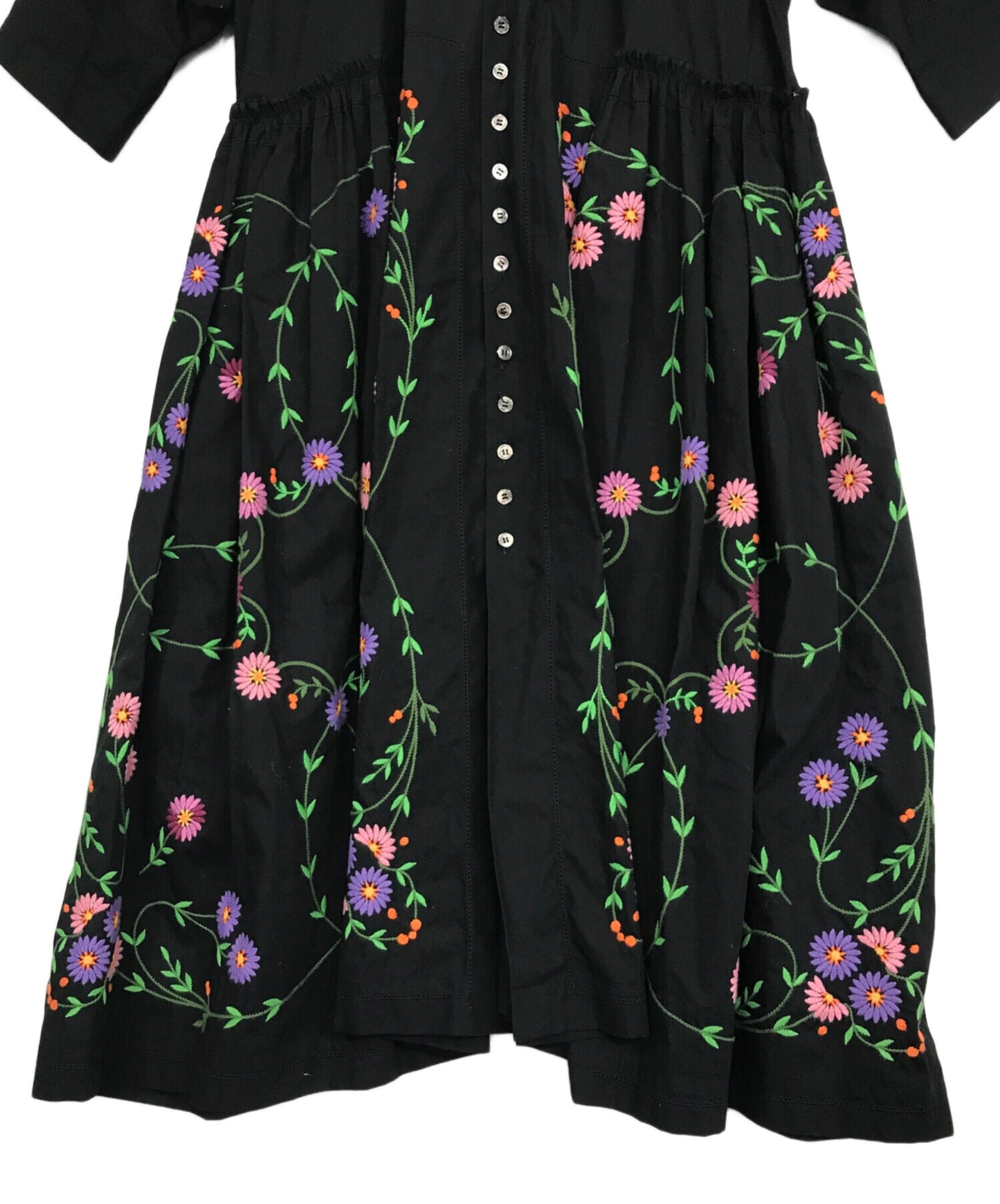 [Pre-owned] tricot COMME des GARCONS Round collar shirt dress with floral embroidery TR-O007