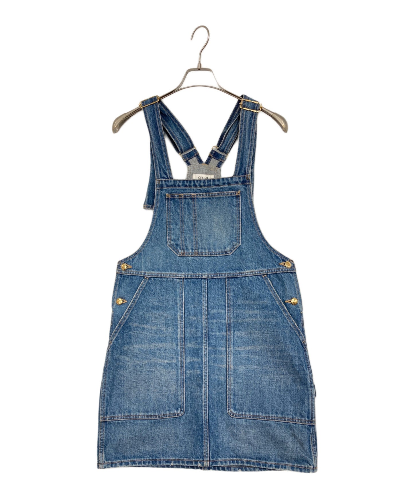 [Pre-owned] CELINE Trionf Button Denim Mini Dress