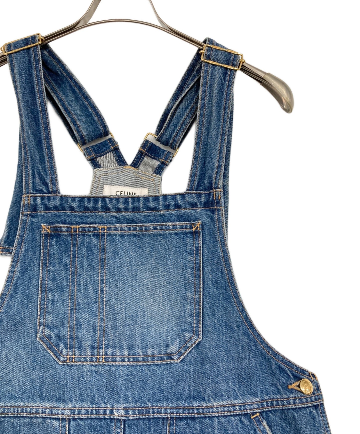 [Pre-owned] CELINE Trionf Button Denim Mini Dress
