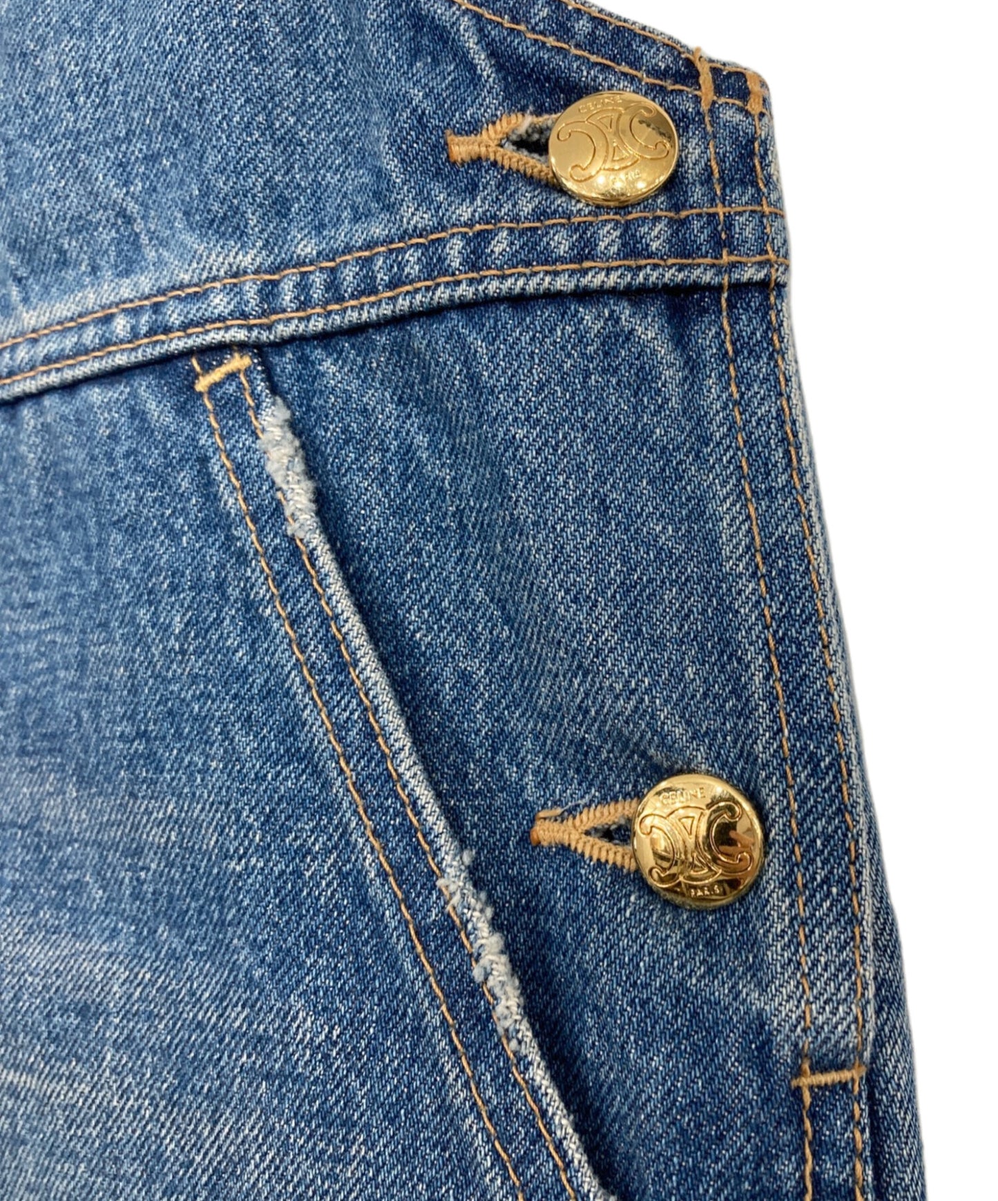 [Pre-owned] CELINE Trionf Button Denim Mini Dress