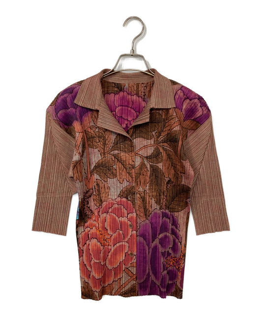 [Pre-owned] PLEATS PLEASE Peony-Print Pleated Shirt PP84-JK724