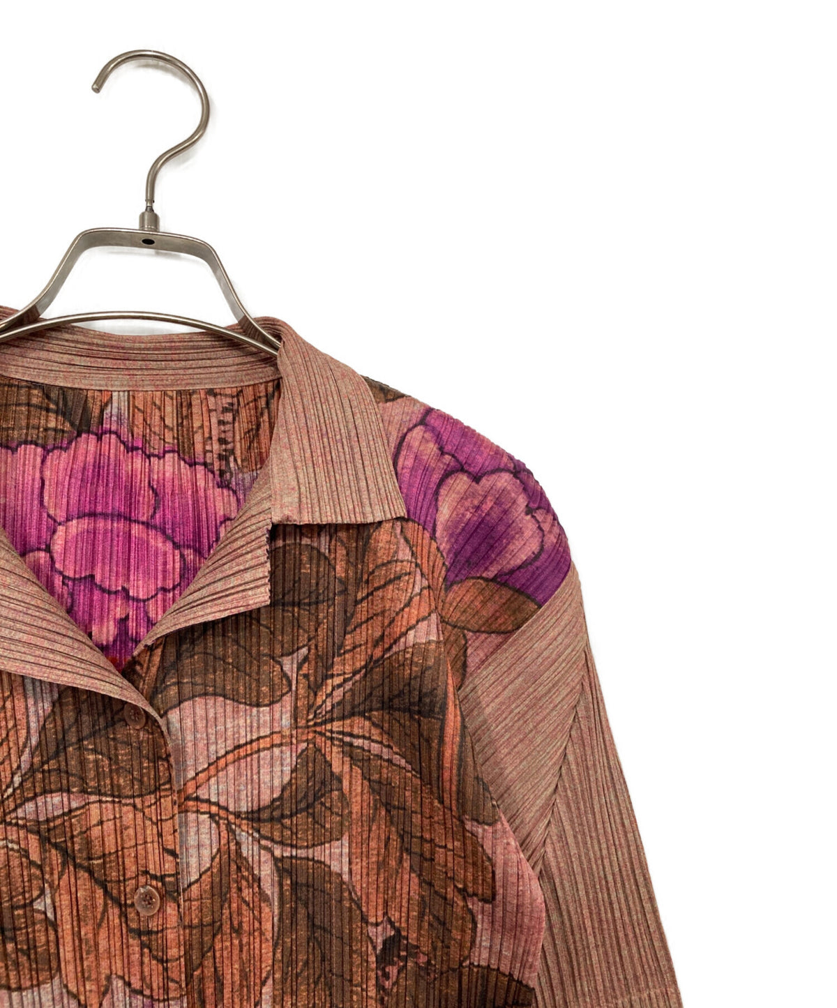 [Pre-owned] PLEATS PLEASE Peony-Print Pleated Shirt PP84-JK724