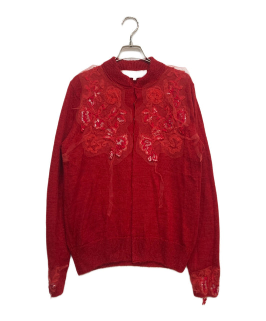 [Pre-owned] TAO COMME des GARCONS Wool Knit Cardigan with Tulle Trim TL-N011