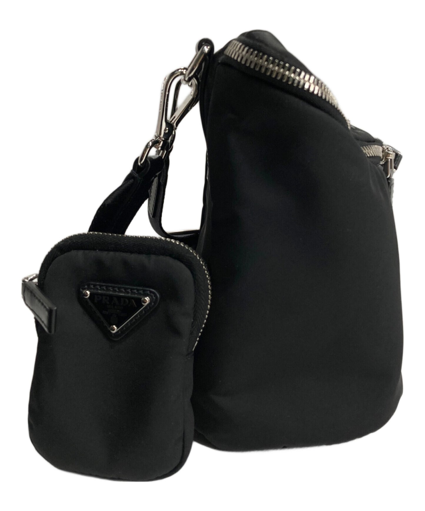 [Pre-owned] PRADA Re-Nylon Re-Nylon X Leather Triangle Shoulder Bag 2VH147