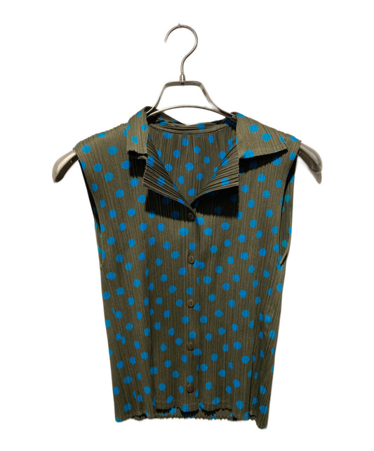 [Pre-owned] PLEATS PLEASE Dot Pattern Sleeveless Pleated Shirt PP86-JK562
