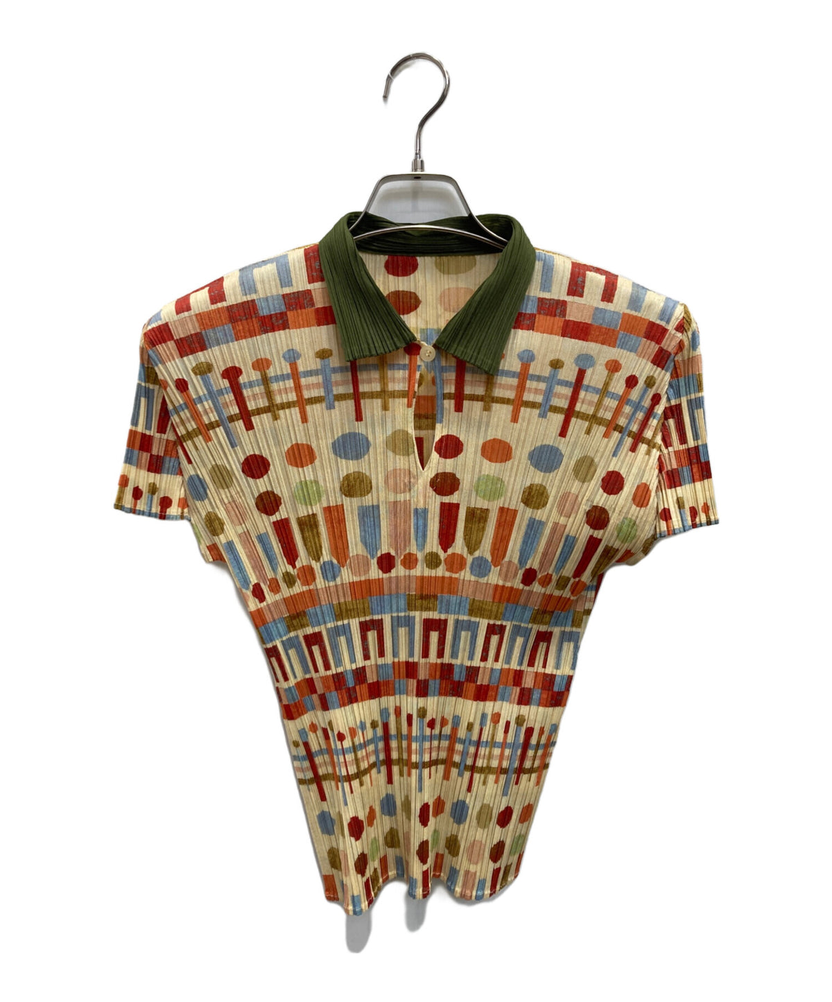 [Pre-owned] PLEATS PLEASE All-Over Print Pleated Polo Shirt PP61-JK651