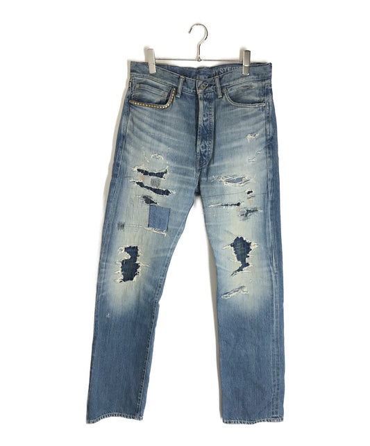 [Pre-owned] Hysteric Glamour Hard Remake Process Damaged Straight Denim Pants 02221AP06