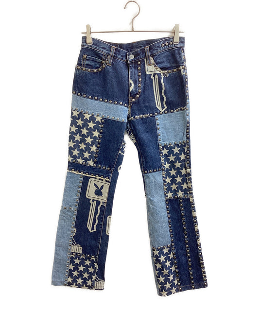 [Pre-owned] Hysteric Glamour Patchwork Studded Denim Pants / 2AP-2130 2AP-2130