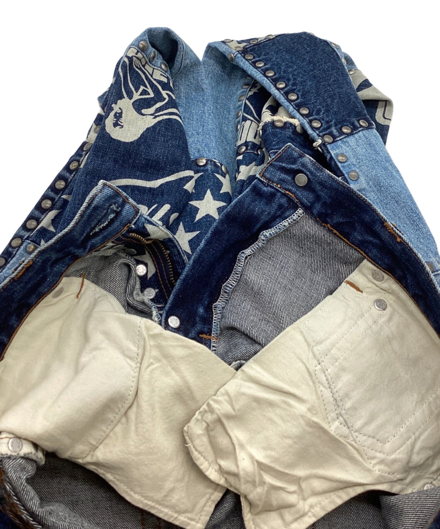 [Pre-owned] Hysteric Glamour Patchwork Studded Denim Pants / 2AP-2130 2AP-2130