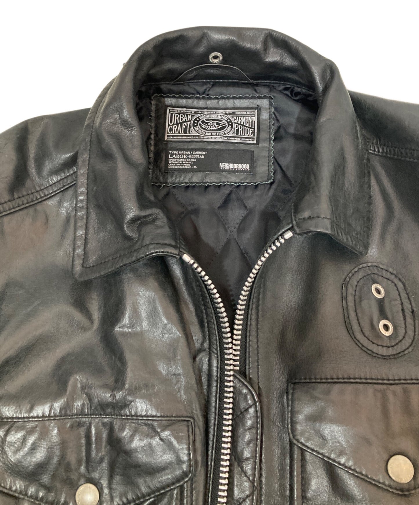 [Pre-owned] NEIGHBORHOOD Police Leather Riders Jacket TSNH-JK-M01